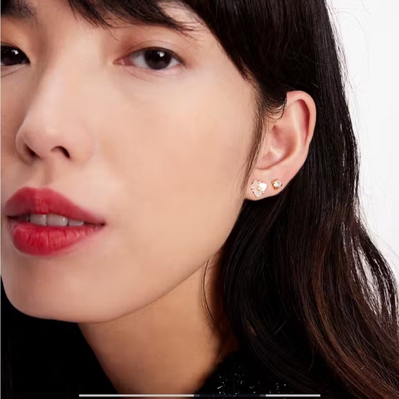 Kate Spade Precious Pansy Studs Set Mother of Pearl Pansies NEW - Picture 3 of 5
